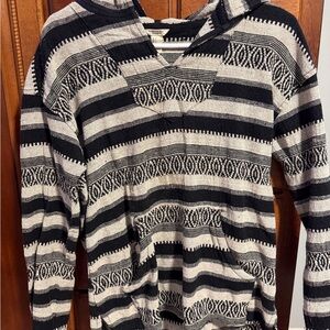 Forever 21 Black and Cream Hooded Top